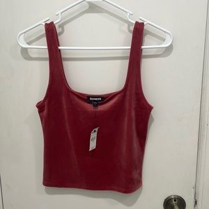 Express Velour Crop Top in Pink/Rose Size S